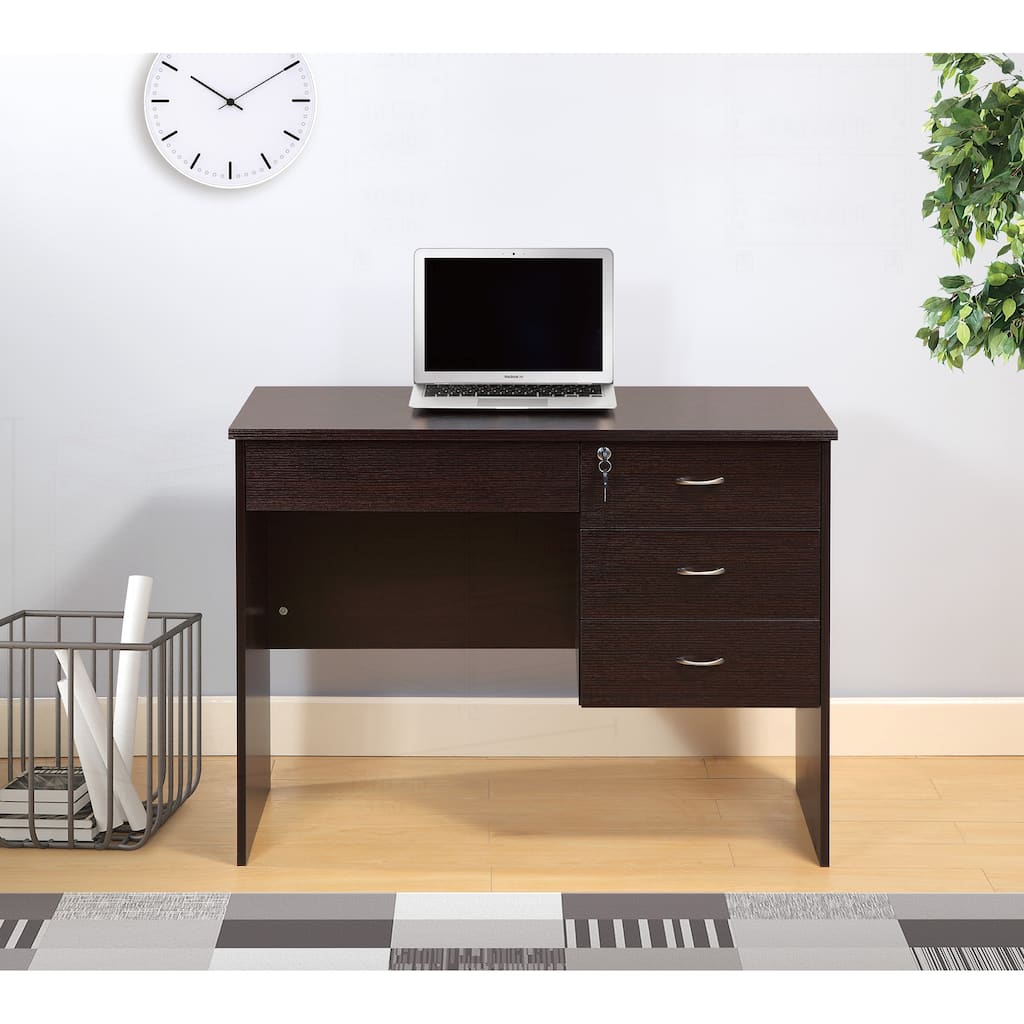 Versatile Student Desk with Locking Drawers and Metal Handles