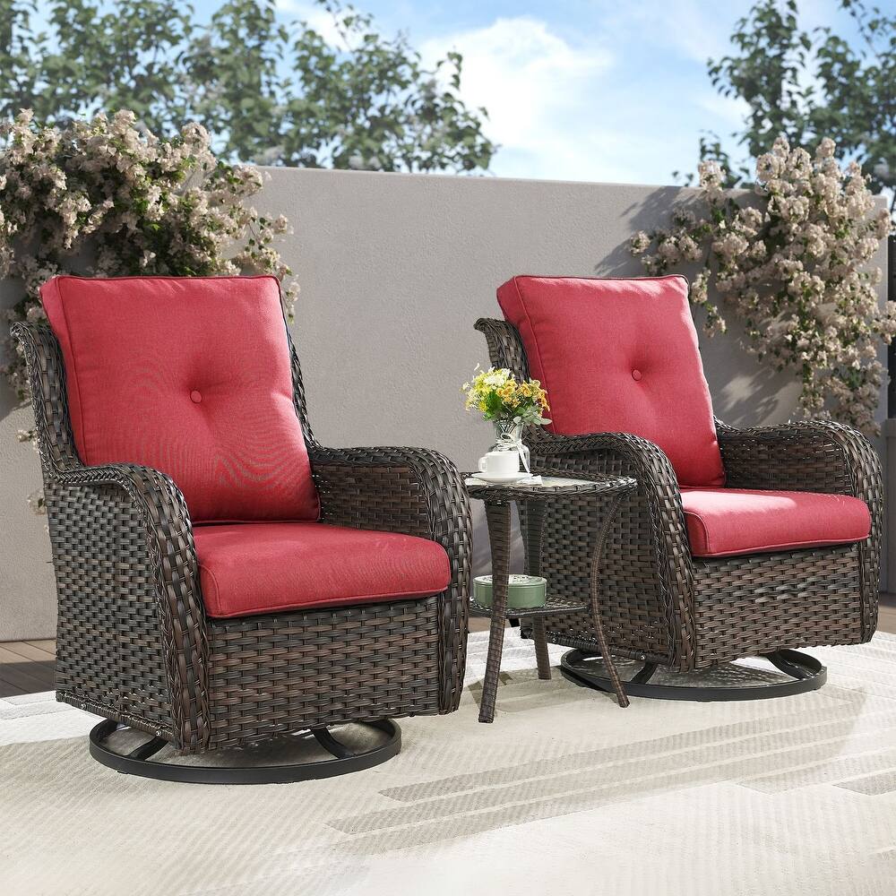 Gymojoy Wicker Swivel Glider Chair with Water-Resistant Olefin Cushions