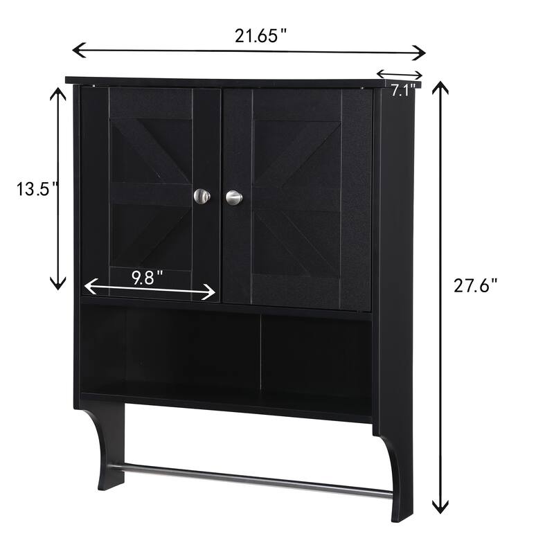 Over The Toilet Storage Cabinet, Farmhouse Medicine Cabinet with 2 Door and Adjustable Shelves, for Bathroom, Living Room