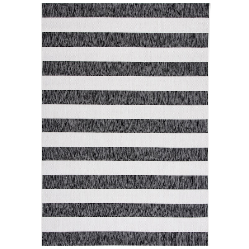 SAFAVIEH Courtyard Jetje Indoor/ Outdoor Waterproof Backyard Patio Rug - 2' x 3'7" - Ivory/Black