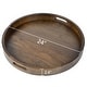 preview thumbnail 15 of 19, Round Black Walnut Wood Serving Tray Ottoman Tray with Handles