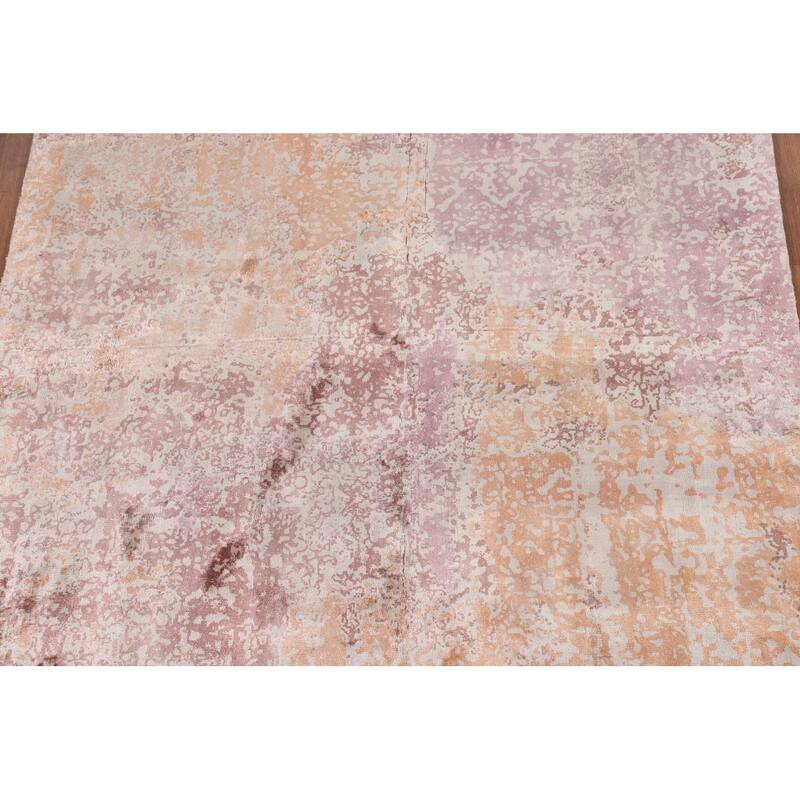 Contemporary Abstract Indian Area Rug Hand-Knotted Wool Carpet - 4'7"x 6'4"