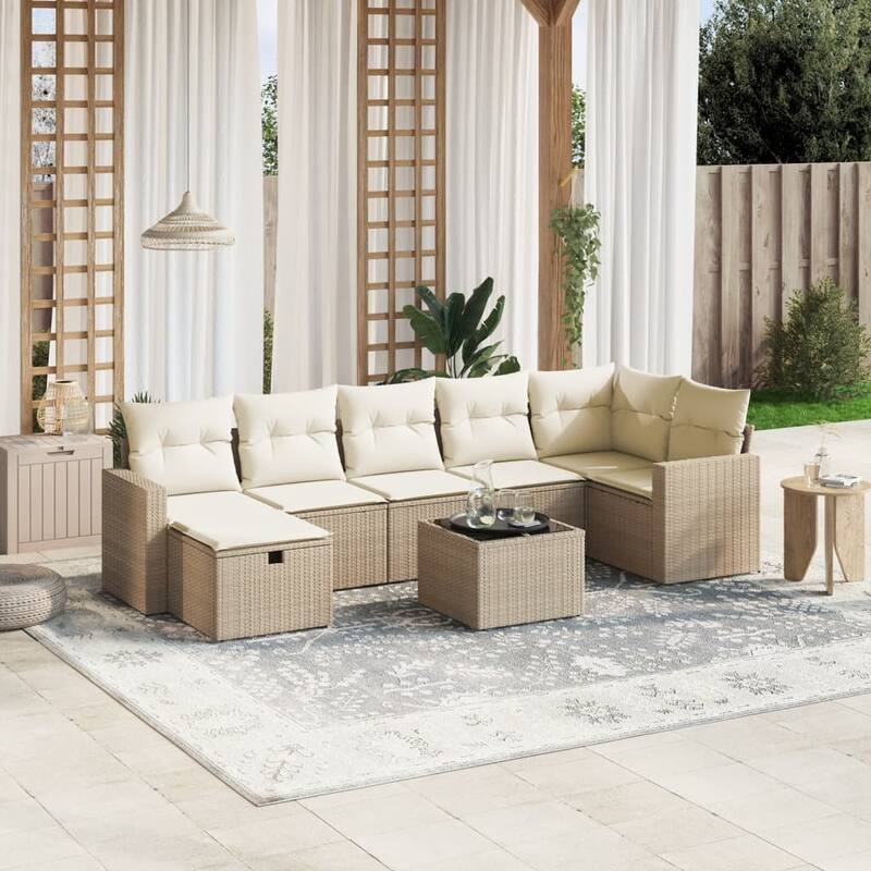 vidaXL Garden Sofa Set - Beige and cream Large