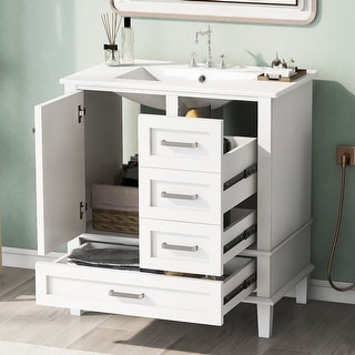 30" Bathroom Vanity, Bathroom Cabinet with Sink Combo Set, Bathroom Storage Cabinet with a Soft Closing Door and 3 Drawers