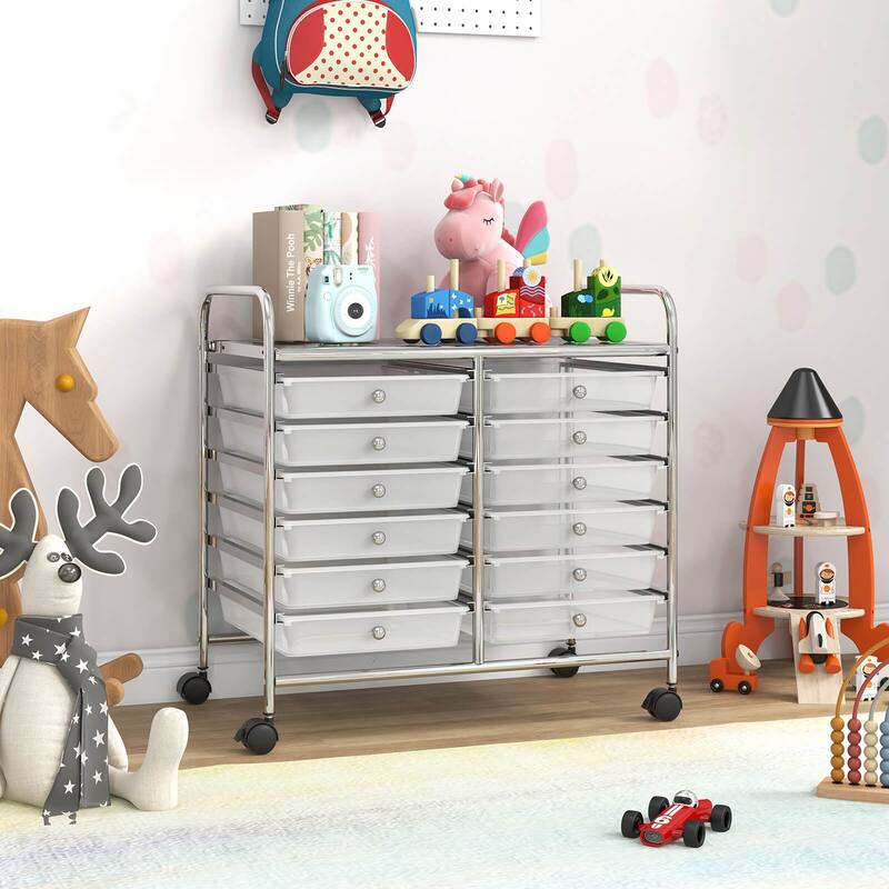 Costway 12 Drawers Rolling Cart Storage Scrapbook Paper Studio - See Details