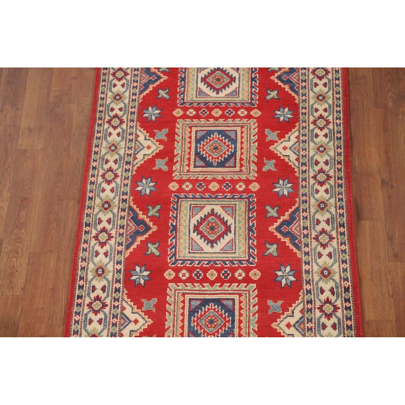 Traditional Kazak Runner Rug Hand-Knotted Wool Carpet - 2'9" x 10'0"