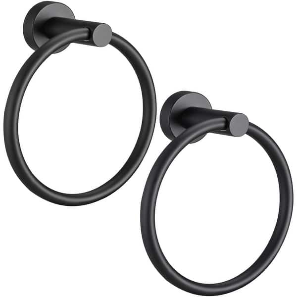 slide 2 of 8, Wall Mounted Towel Ring,Bathroom Hand Towel Ring(2 pieces) Satin Black