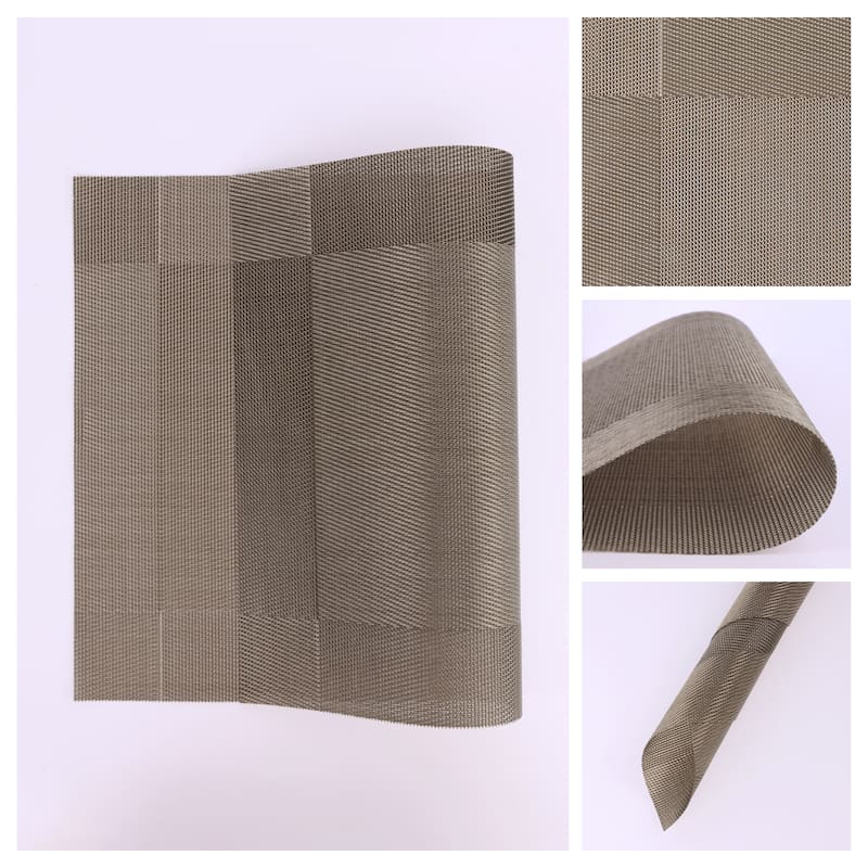 Placemats Set of 8, PVC Placemats for Kitchen Dining Table Decor Washable Heat Resistant Table Placemats Wipeable Table Mat - Brown