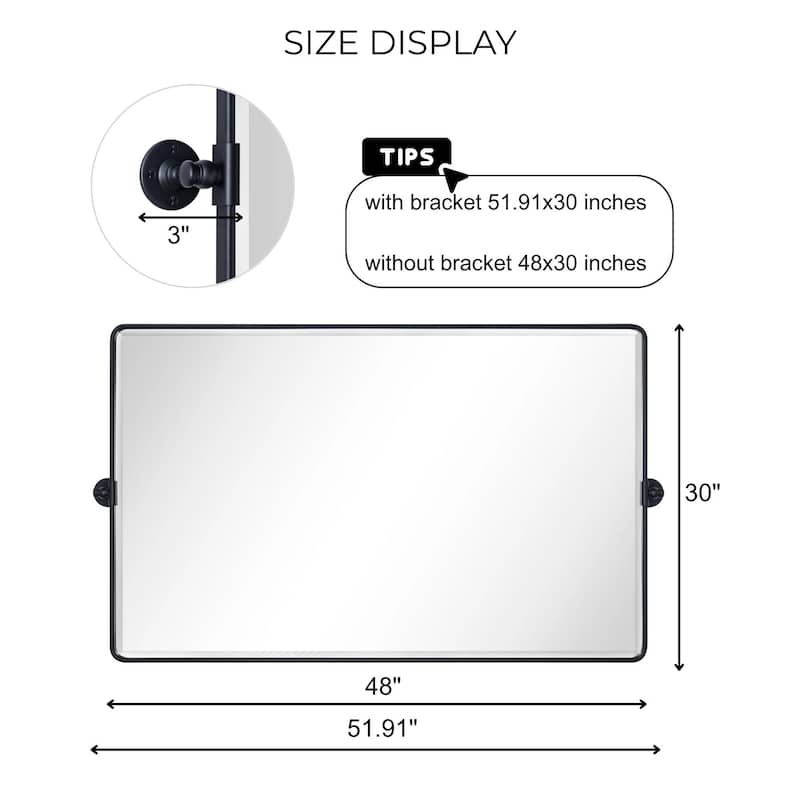 TEHOME Lutalo horizontal Beveled Bathroom / Vanity Mirror