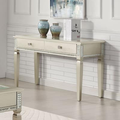 Gorgeous Sofa Table with Storage Drawers and Tempered Glass Top, Ideal for Living Room Decor and Functionality.