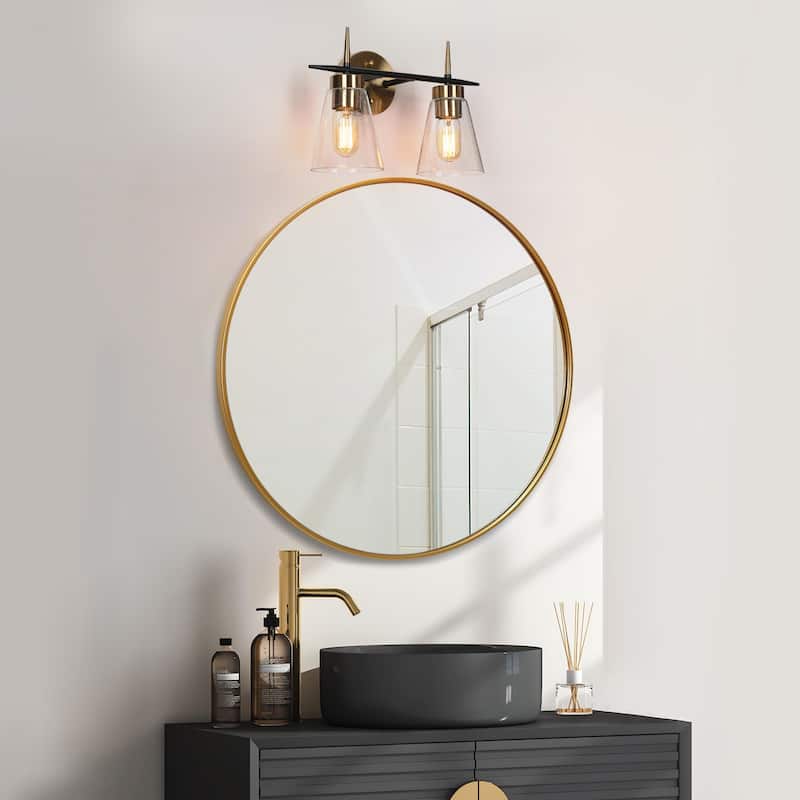 Aditi Modern Industrial 2-Lights Bathroom Vanity Lights Cone Bedroom Wall Sconces - L 14.5" x W 7" x H 10"