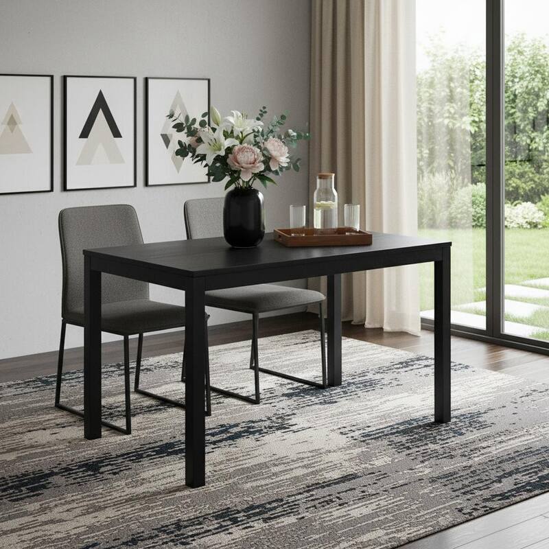 HomeRoots 47" Black Wood Dining Table - 47.00 in. x 30.00 in. x 30.00 in. - Black - 47.00 in. x 30.00 in.  x 30.00 in.
