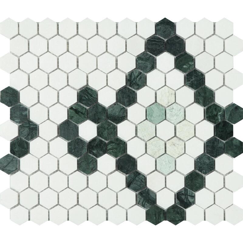 1" Hexagon Marble Pattern Mosaic Wall & Floor Tile - Case (10 Sheets)