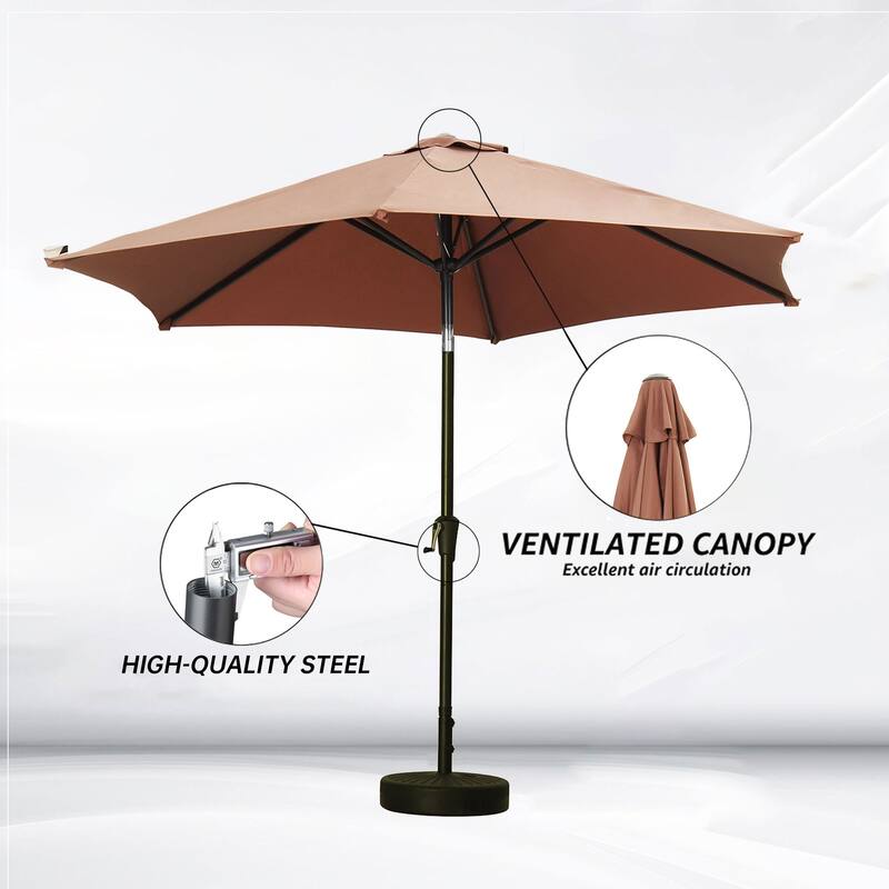 Autlaycil 9ft Patio umbrella With Base And Push-Button Tilt & Crank