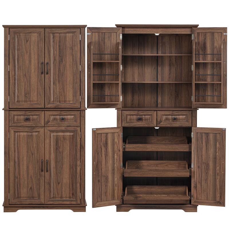 71" Tall Kitchen Pantry Cabinet Buffet Sideboard with Door Shelves & Drawers, Freestanding Cupboard Dining Room Storage Cabinet