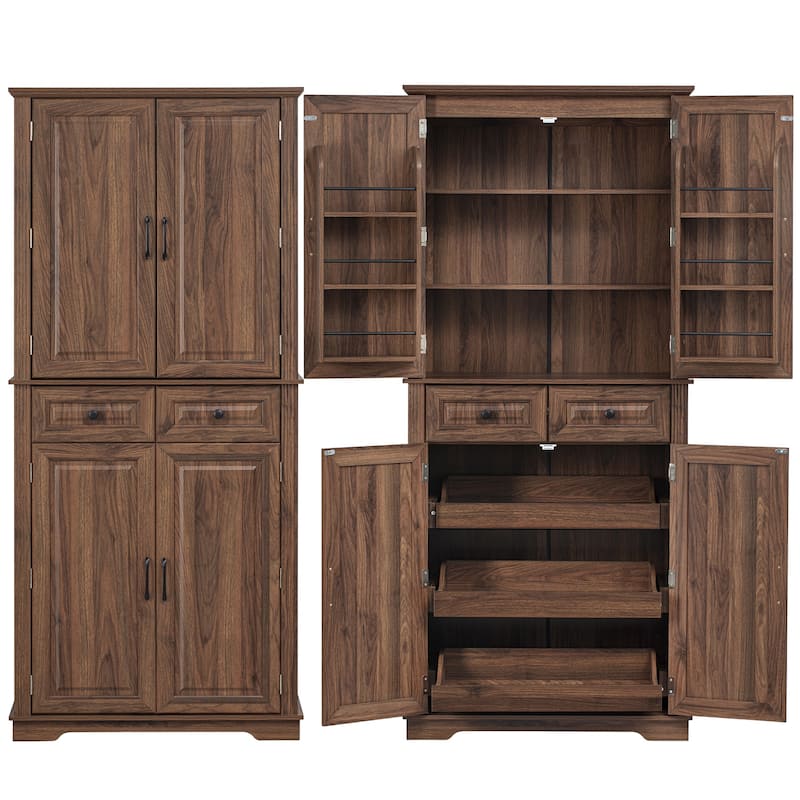 Tall Kitchen Pantry Cabinet,Freestanding Cupboard for Kitchen,Dining Room Brown - N/A