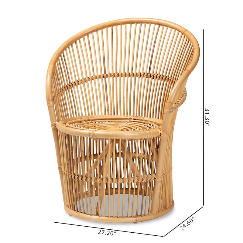 Narva Modern Bohemian Natural Brown Rattan Accent Chair