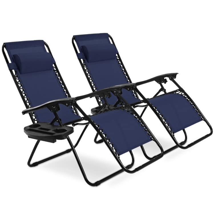 2 Pieces Folding Lounge Chair with Zero Gravity - 40"-57" x 25" x 34"-42.5"(L x W x H)