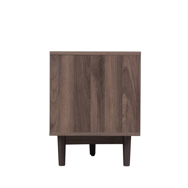 Modern76 Inch TV Stand with Rattan Doors and Storage for Large TVs