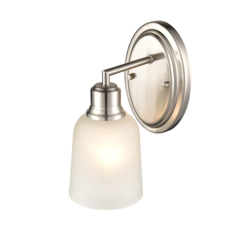 Millennium Lighting Amberle 1 Light Brushed Nickel or Matte Black Wall Sconce with Frosted White Shade