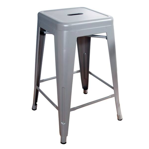 Shop Offex Silver 24 Metal Bar Stool With Powder Coated Paint