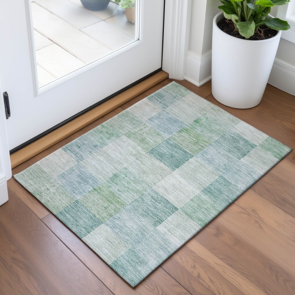 Premium Washable Super Soft Contemporary Squares Mayfield Rug