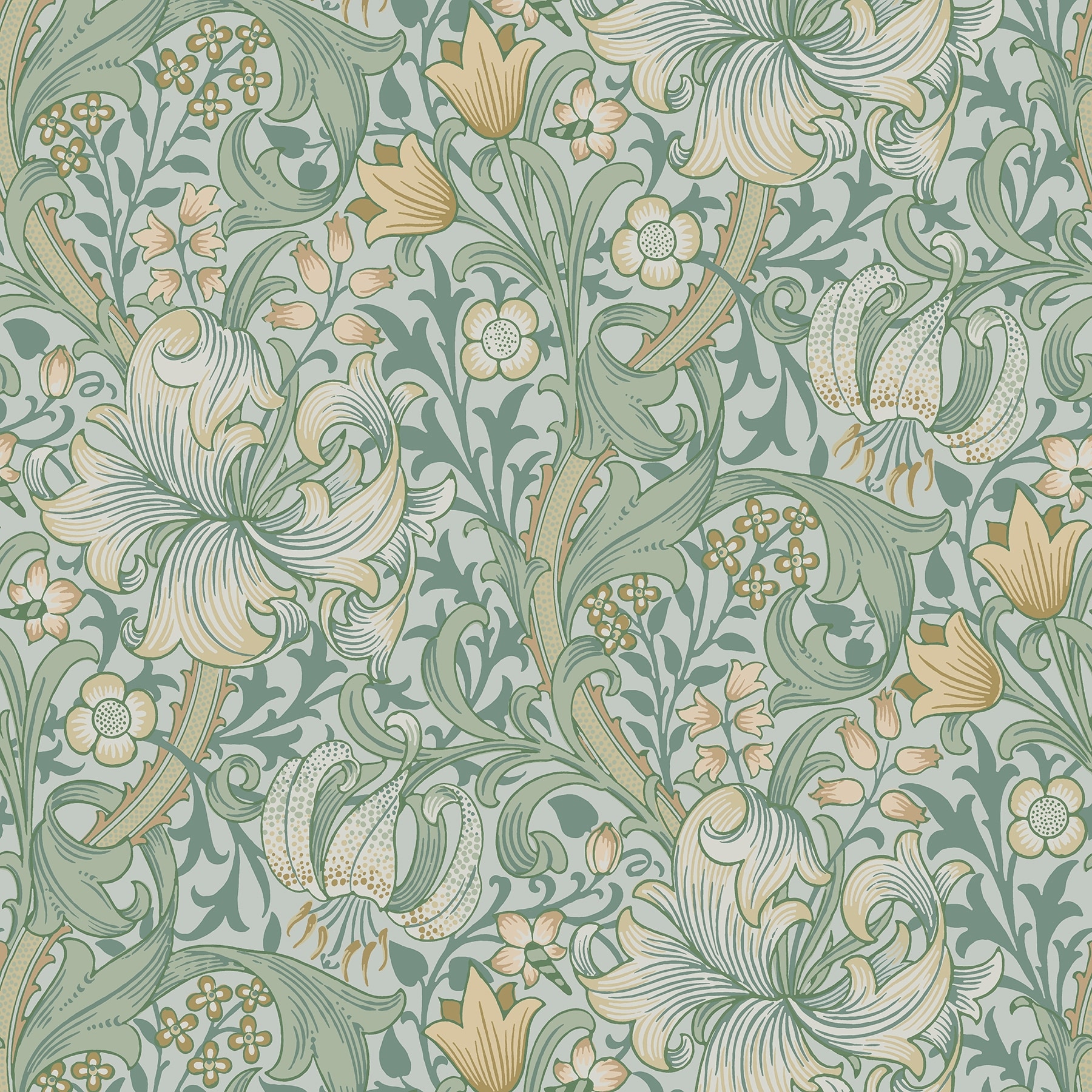 Golden Lily Sea Glass Peel and Stick Wallpaper