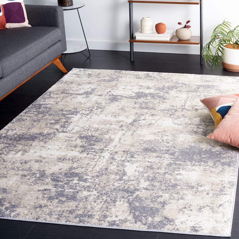 SAFAVIEH Opal Vergie Modern Abstract Rug - 6'7" Square - Grey/Beige
