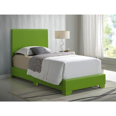 Twin Bed Frame Upholstered Southwestern Design Apple Green Bedroom Furniture