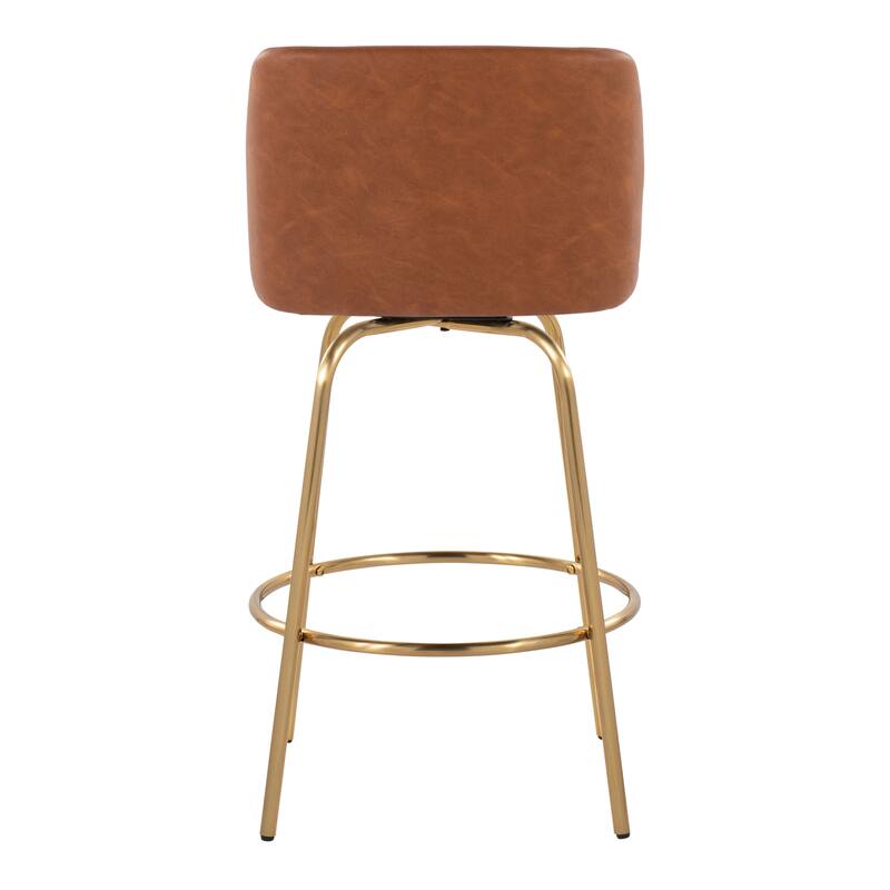 Silver Orchid Vallberga 26" Counter Stool with Gold Metal Base (Set of 2)