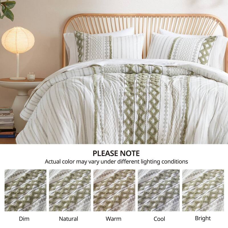GDF Studio - Aruda Global Cotton Chenille Comforter Set with Tufted Detailing