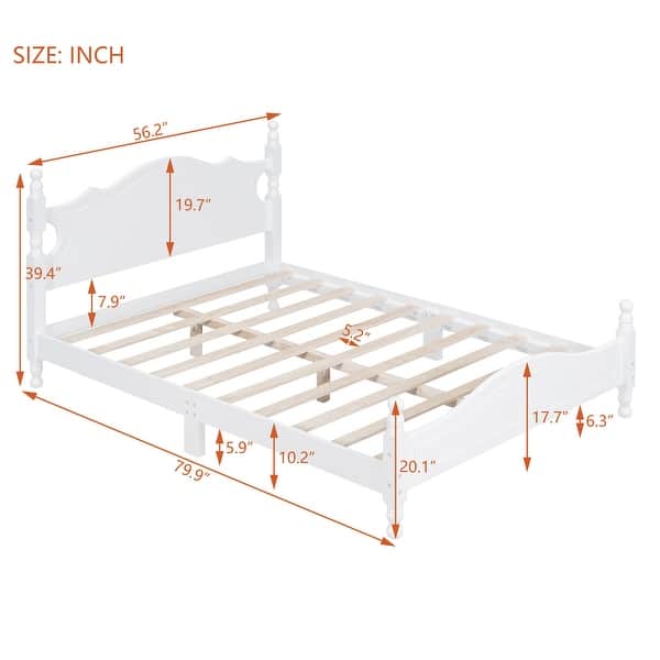 Full Size Wood Platform Bed Frame with Slat Support, Retro Design with Sturdy Wooden Construction