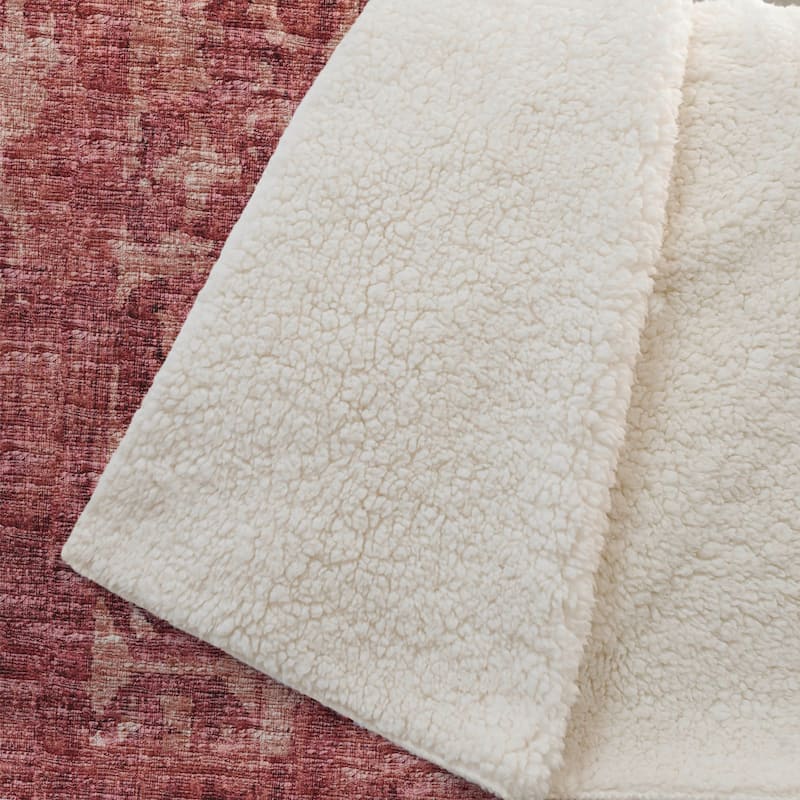 Premium Machine Washable ASB41 Vintage Traditional Sherpa Throw Blanket