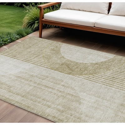 HomeRoots Geometric Transitional Rectangle Outdoor Rug