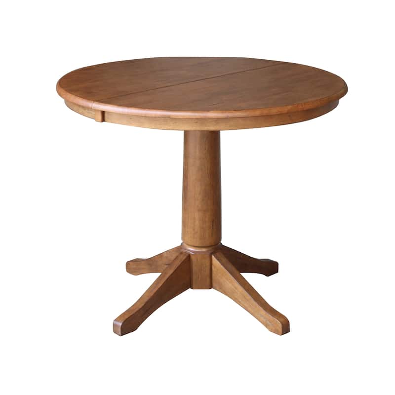 36" Round Top Pedestal Table with 12" Leaf - 30.1 Inch High