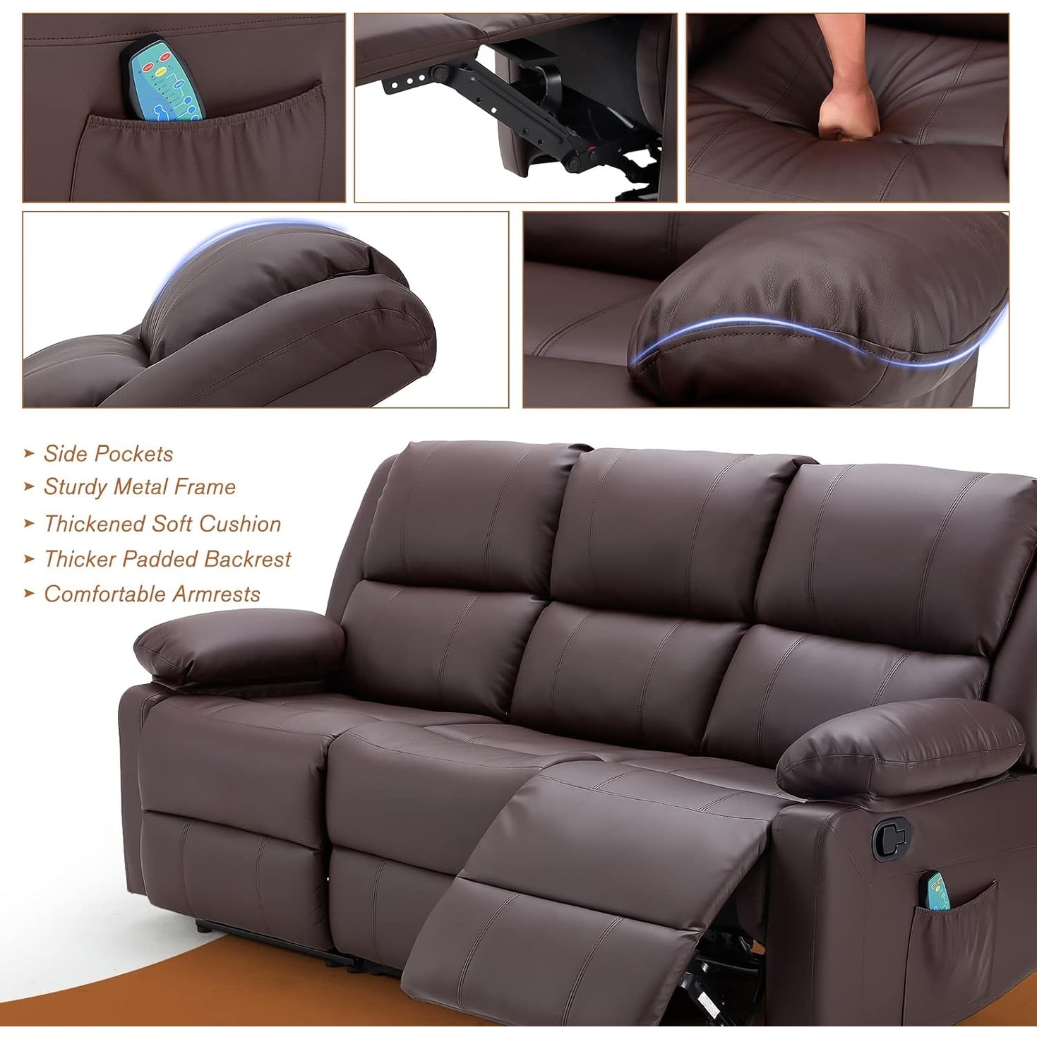 ケゾスミ　AMOCC epice-sofa 3seater AECOJOY 3-Seater Reclining Sofa with Heat and Massage
