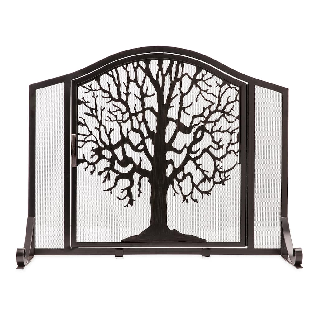 Tree of Life Fire Screen with Door - 38"Wx11.5"Dx31"H