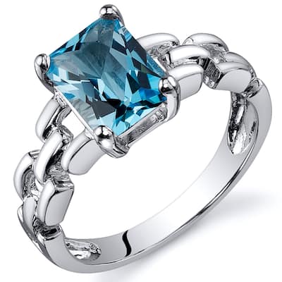 Sterling Silver 1.75 ct Swiss Blue Topaz Solitaire Ring