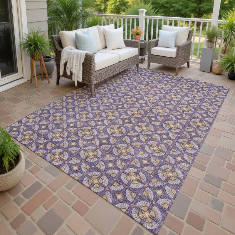 Machine Washable Indoor/ Outdoor Modern Roeland Chantille Rug - Purple - 10' x 14'