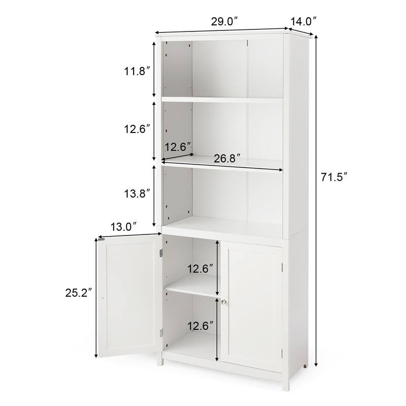 Costway Bookcase Shelving Storage Wooden Cabinet Unit Standing