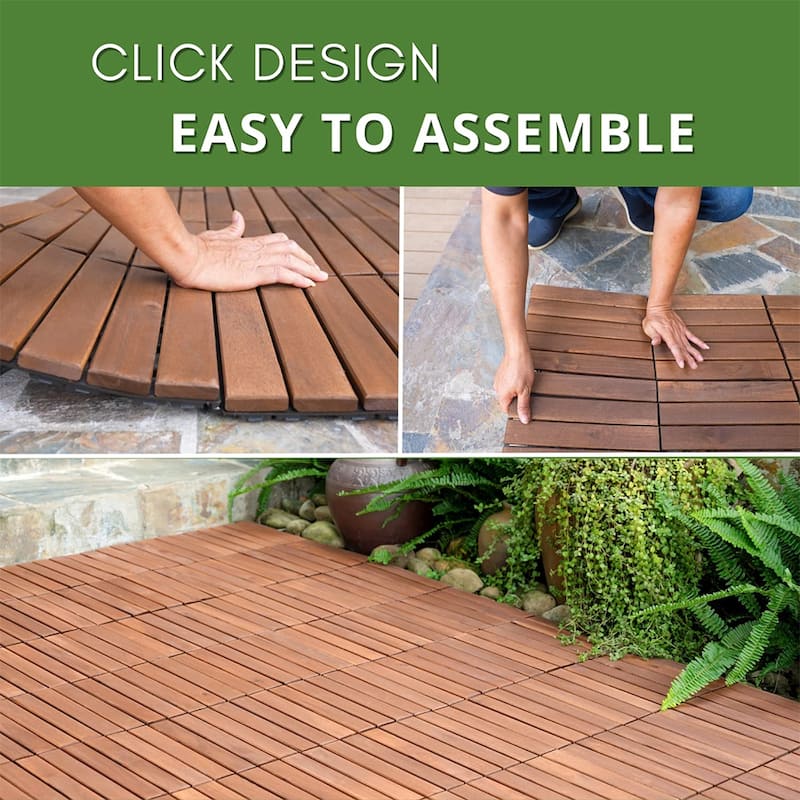 12" x 12" Square Patio Wood Interlocking Deck Tiles(Box of 10/20/30)