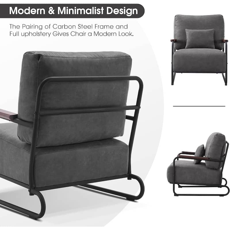 MCombo set of 2 Modern Accent Armchair with Steel Legs, Leathaire fabric HQ102