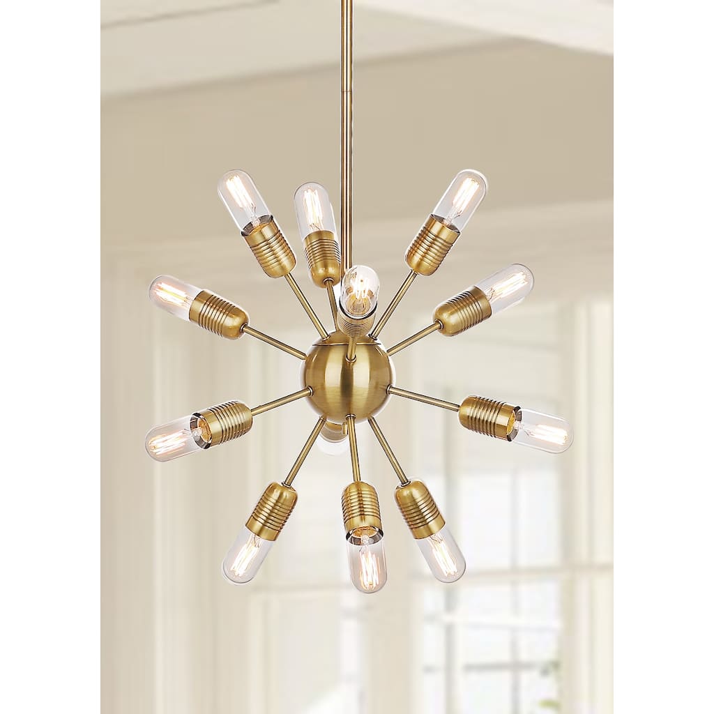 SAFAVIEH Lighting Talja 17.5-inch 12-Light Gold Edison Bulb Solace Pendant - 17.5" x 17.5" x 37" - 18Wx18Dx37H