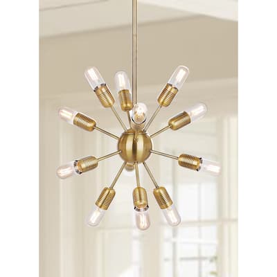 SAFAVIEH Lighting 17.5-inch Raging 12-light Gold Edison Bulb Solace Pendant - 17.5" W x 17.5" D x 37" H