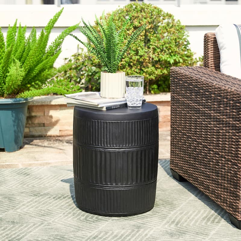 Glitzhome 18"H Modern MGO Faux Drum Garden Stool Accent Table