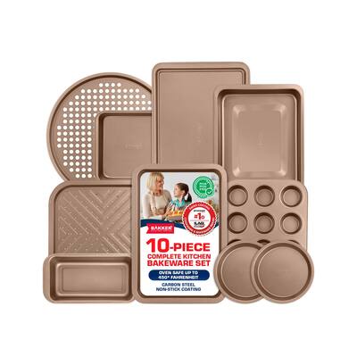 Kitchen Baking Pan Set - Commercial Grade Carbon Steel Bakeware, With Nonstick Coating, Stackable and Space-saving Design, PFOA