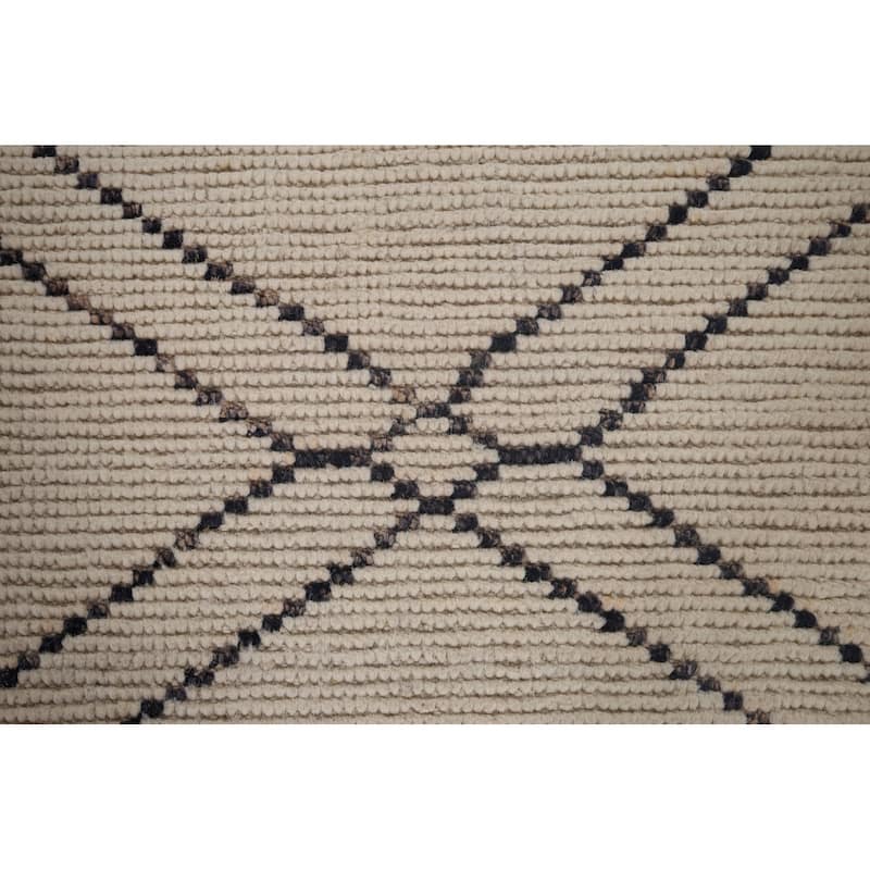Trellis Moroccan Earth Tone Area Rug Hand-Knotted Wool Carpet - 7'9"x 10'11"