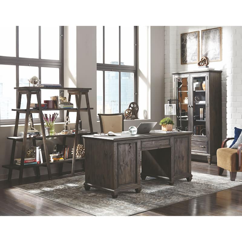Magnussen Home Sutton Place Weathered Charcoal Fully Upholstered Swivel Chair - 22.5''W x 25.75''D x 38''H