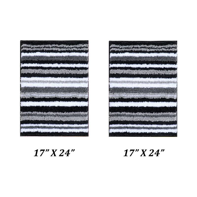 Better Trends Bath Rug 100% Polyester Super Absorbent Anti-Skid TPR Backing Bathroom Rug For Shower,Sink Mats Griffie Collection - 2 Piece Set (17" x 24" | 17" x 24") - Gray