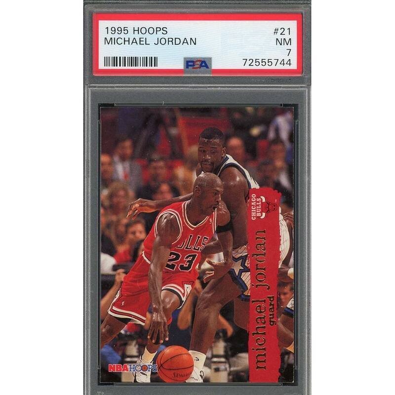 Michael Jordan 1995 Hoops Basketball Card #21 Graded PSA 7 - 8'6" x 11'6"